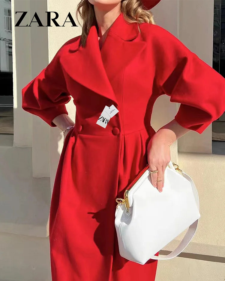 ZARA®ELEGANTNÍ, DLOUHÝ VLNĚNÝ KABÁT V NOVÉM STYLU PRO PODZIM A ZIMU