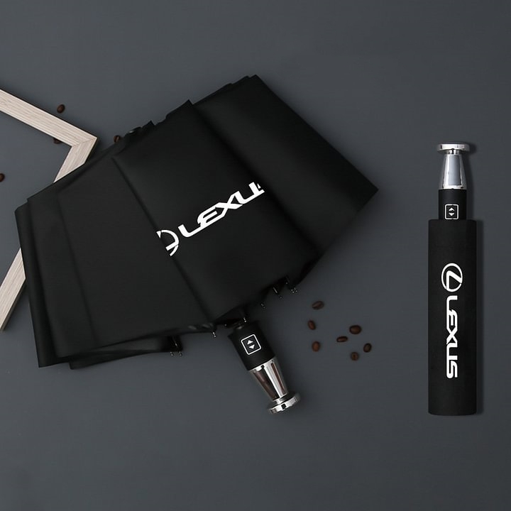 VIP Business skládací gumový deštník s deseti kostmi, černý