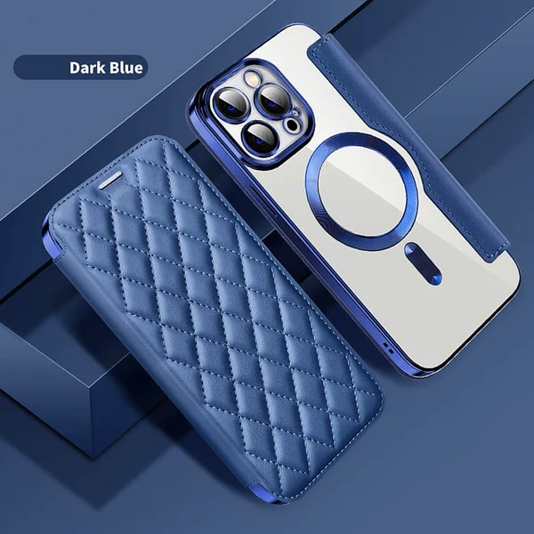 Diamond Flip Leather Transparentní galvanické magnetické pouzdro