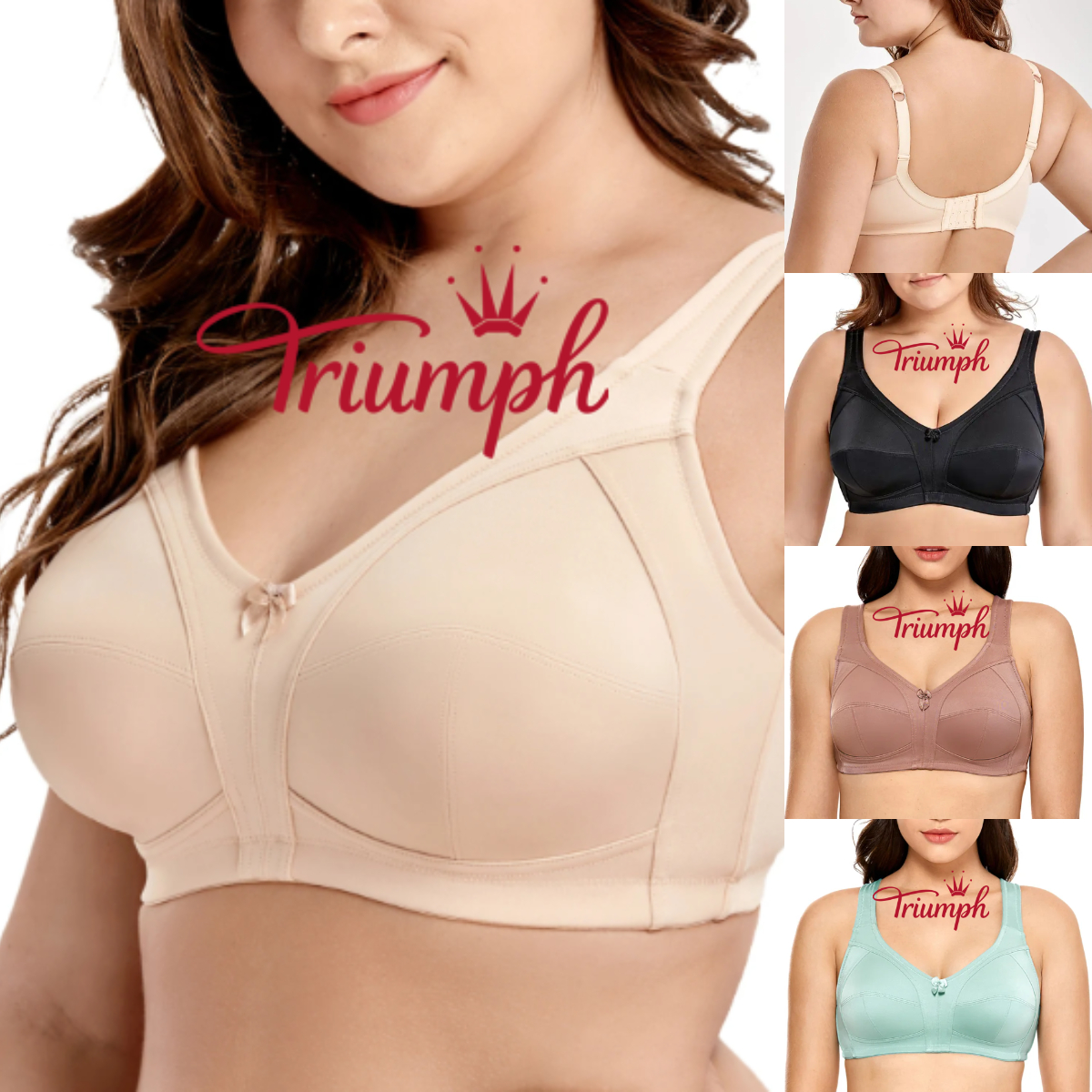 Triumph –(3 ks)Dámská bezdrátová vycpaná podpůrná podprsenka s plným krytím větší velikosti