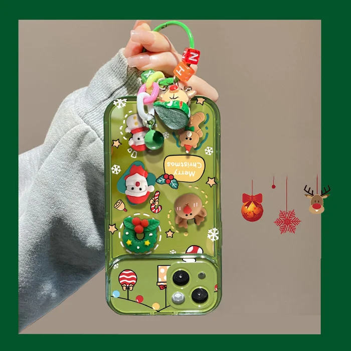 🎄Ochranné pouzdro na iPhone s přívěskem zrcátka na vánoční stromeček🎅