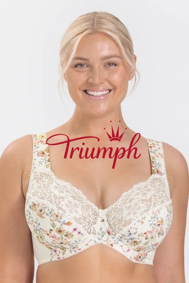 Triumph - (3 szt.) Letni damski biustonosz w kwiatowe wzory zapobiegający zwiotczeniu