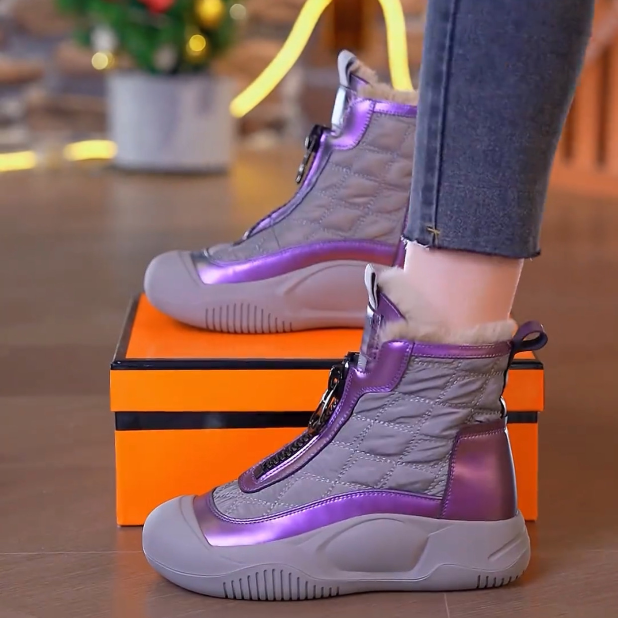 Botas acolchoadas em couro reforçado