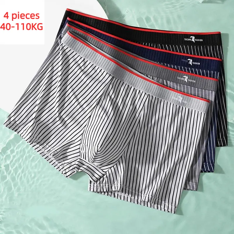 🔥🔥【Kupte 2 a získejte 2 zdarma】【40-110kg】2024 Nové letní pánské spodní prádlo Ice Silk Plus Size Prodyšné Rychleschnoucí