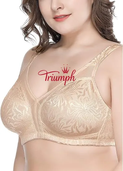 Triumph - Sada 3 Dámské Full Coverage Plus Size Pohodlná zatahovací podprsenka bez drátěnky, nevycpaná