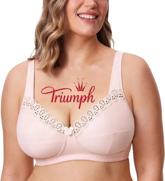 Triumph - Sada 3🔥Velká pohodlná bavlněná podprsenka bez drátěného košíčku bez podšívky