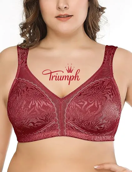 Triumph - Sada 3 Dámské Full Coverage Plus Size Pohodlná zatahovací podprsenka bez drátěnky, nevycpaná