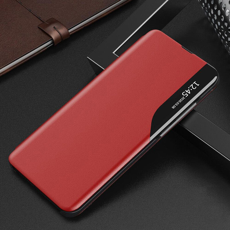 Samsung Galaxy Smart View Flip Case Luxusní nárazuvzdorné pouzdro s magnetickým koženým stojánkem a okénkem