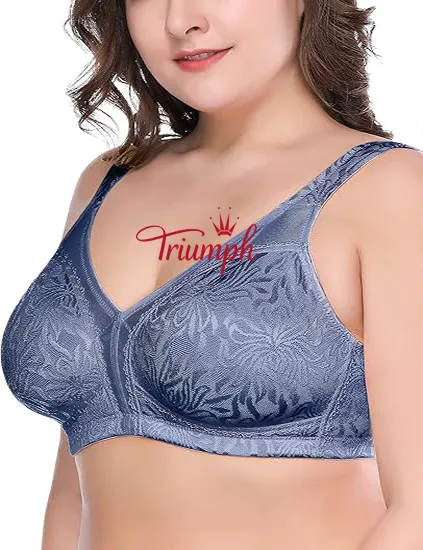 Triumph - Sada 3 Dámské Full Coverage Plus Size Pohodlná zatahovací podprsenka bez drátěnky, nevycpaná