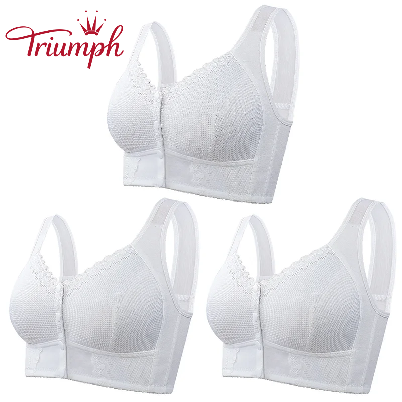 TRIUMPH – Balíček 3 💥Prodyšná podprsenka se zapínáním vpředu pro seniory [80A-135E]
