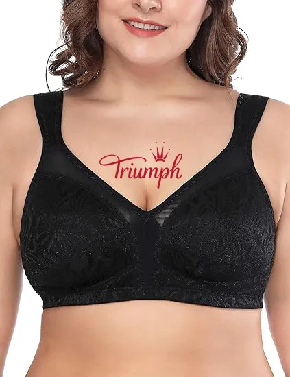 Triumph - Sada 3 Dámské Full Coverage Plus Size Pohodlná zatahovací podprsenka bez drátěnky, nevycpaná