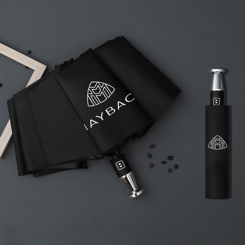 VIP Business skládací gumový deštník s deseti kostmi, černý