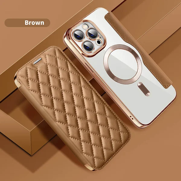 Diamond Flip Leather Transparentní galvanické magnetické pouzdro