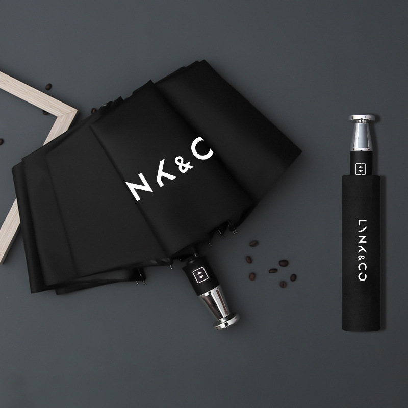 VIP Business skládací gumový deštník s deseti kostmi, černý