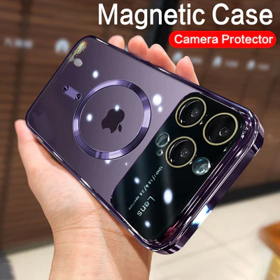 Magnetické průhledné pouzdro s velkým oknem pro iPhone