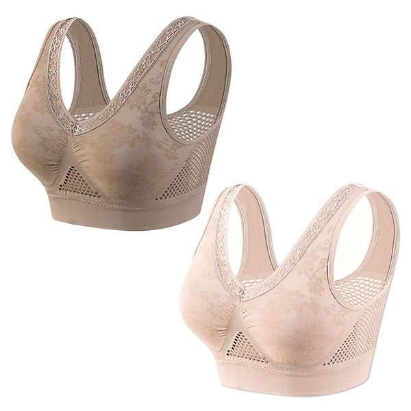 (2 kusy=36€) Vysoko podporná, pohodlná a priedušná čipkovaná podprsenka