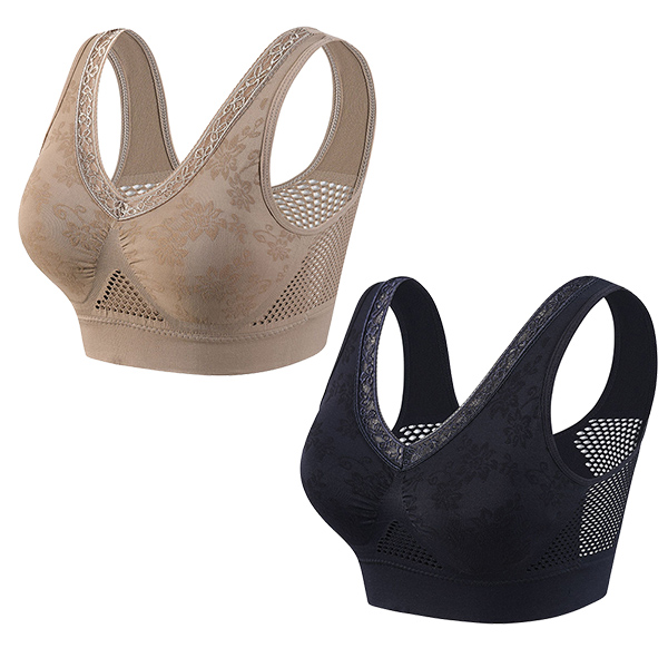 (2 kusy=36€) Vysoko podporná, pohodlná a priedušná čipkovaná podprsenka