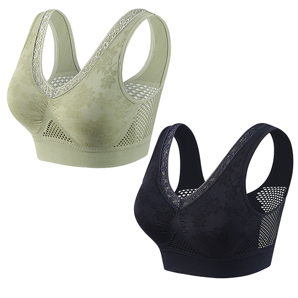 (2 kusy=36€) Vysoko podporná, pohodlná a priedušná čipkovaná podprsenka