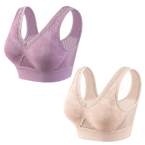 (2 kusy=36€) Vysoko podporná, pohodlná a priedušná čipkovaná podprsenka