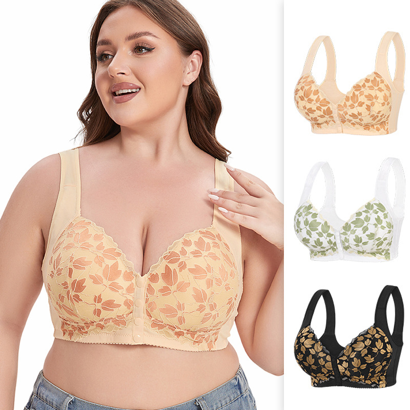 (3 kusy) Mäkká a pohodlná podprsenka s gombíkmi vpredu【80A-120G】