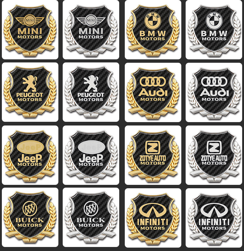 (2 kusy) 3D metalické nálepky na auto