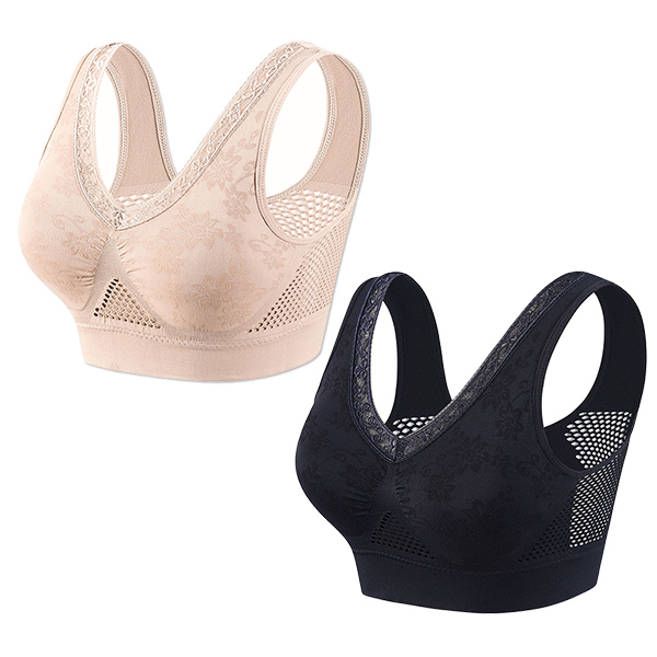 (2 kusy=36€) Vysoko podporná, pohodlná a priedušná čipkovaná podprsenka