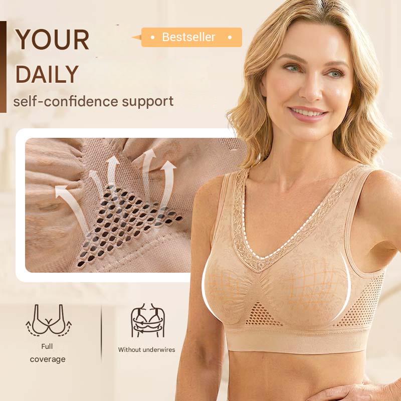 (2 kusy=36€) Vysoko podporná, pohodlná a priedušná čipkovaná podprsenka