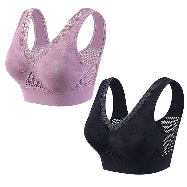 (2 kusy=36€) Vysoko podporná, pohodlná a priedušná čipkovaná podprsenka