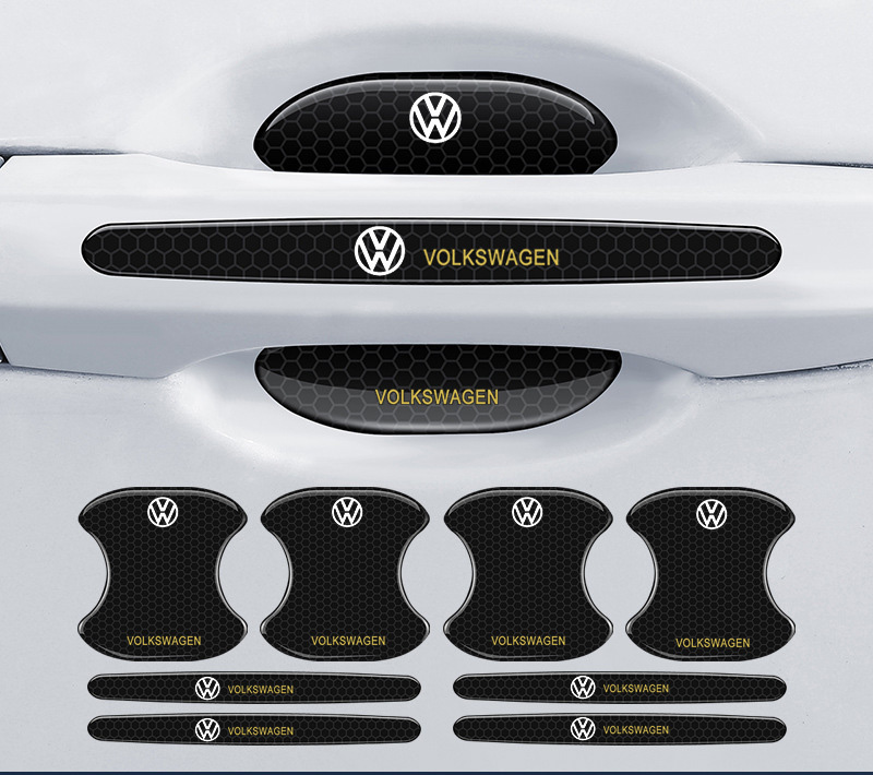 Chránič kľučky dverí z uhlíkových vlákien + protikolízny pásik (8 kusov / sada)