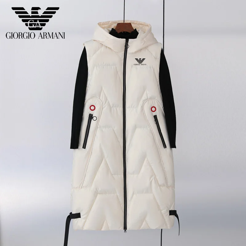 2023 Armani Nowa, jednokolorowa, wygodna, ciepła, wąska kamizelka z kapturem