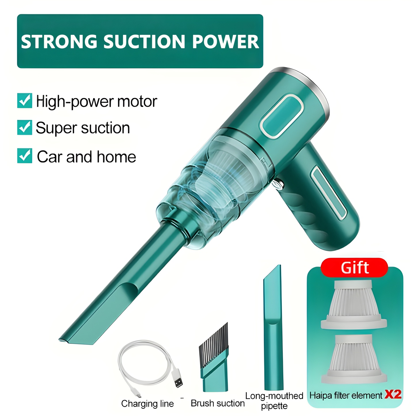 Portable Cordless Hand-held Vacuum Cleaner, Cyclone Suction Wireless Vacuum Cleaner, Rechargeable Strong Suction Vacuum Cleaner Suitable For Cars/Offices/Homes