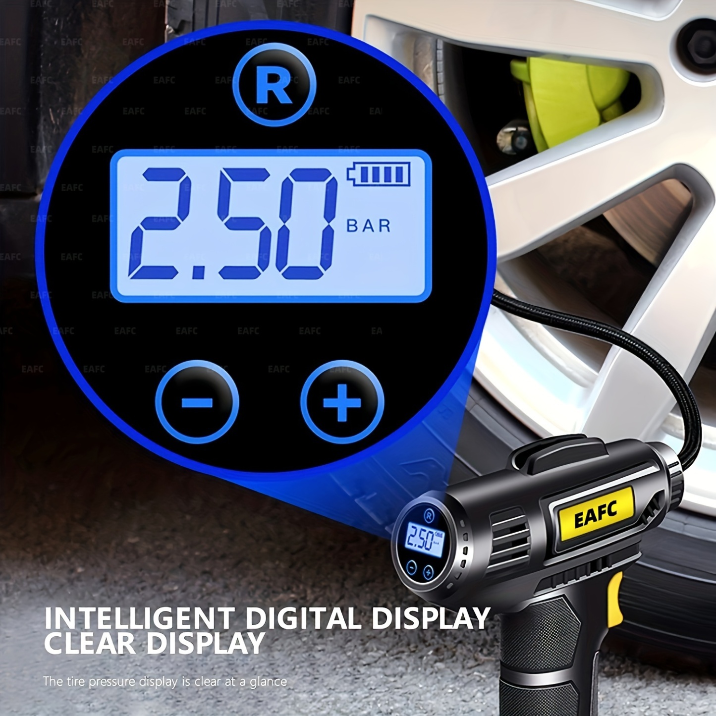 Compressor de ar portátil: bomba infladora de pneus de carro sem fio de 150 PSI com manômetro e luz - perfeita para carros, motocicletas e bicicletas!