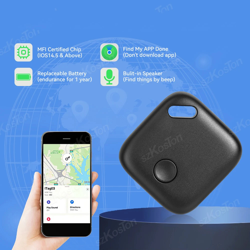 iTag Compatibil cu Bluetooth Find My APP, Localizator de chei Smart Tracker de poziționare globală Dispozitiv anti-pierdere Mini Finder pentru portofel