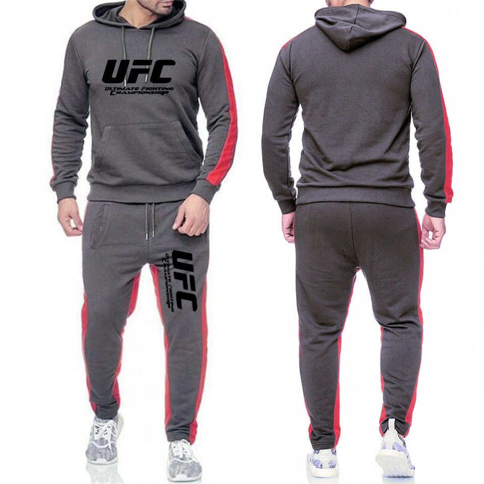 Ευρωπαϊκό και αμερικανικό casual hoodie MMA αθλητικό πουλόβερ UFC δύο τεμαχίων ανδρικό και γυναικείο φθινόπωρο και χειμώνα πουλόβερ φλις πουλόβερ παντελόνι ανδρικό κοστούμι