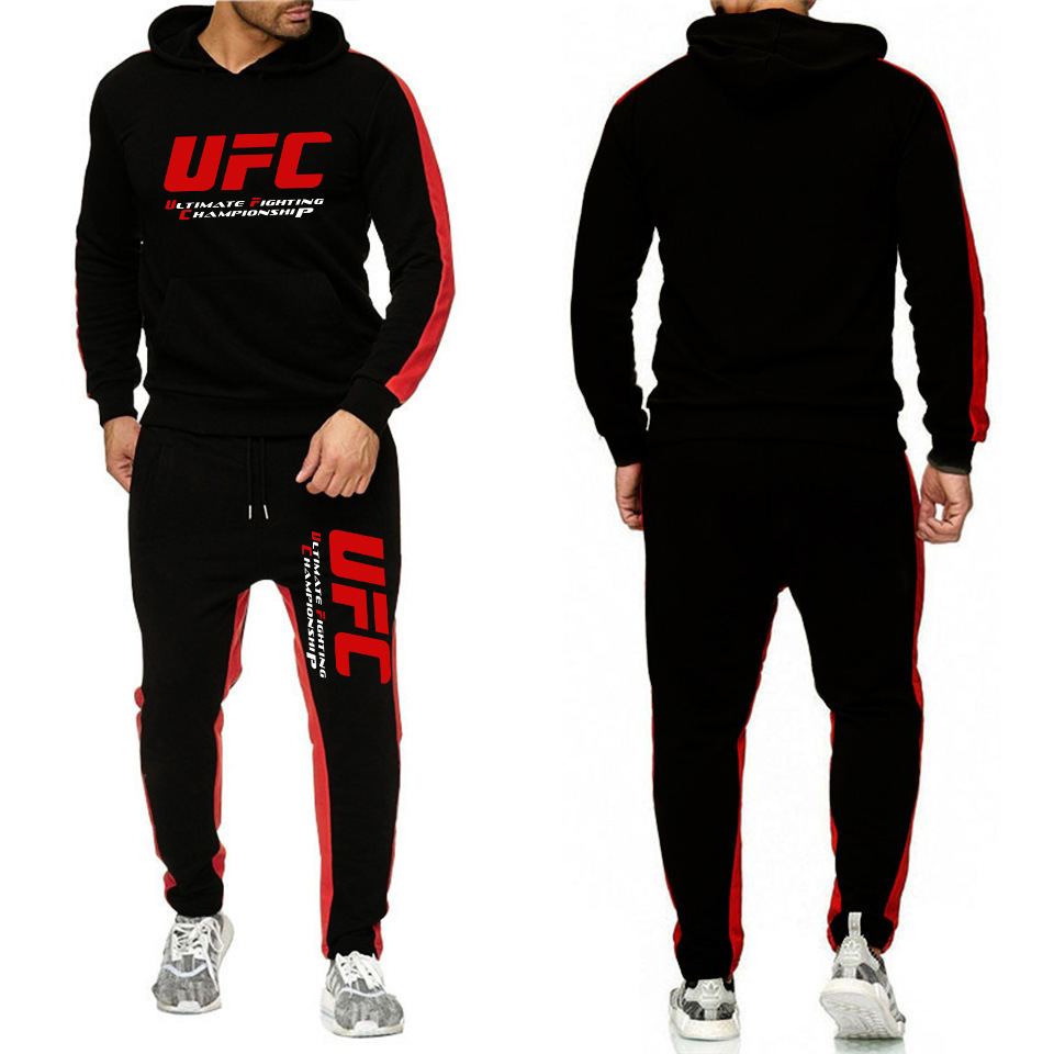 Ευρωπαϊκό και αμερικανικό casual hoodie MMA αθλητικό πουλόβερ UFC δύο τεμαχίων ανδρικό και γυναικείο φθινόπωρο και χειμώνα πουλόβερ φλις πουλόβερ παντελόνι ανδρικό κοστούμι
