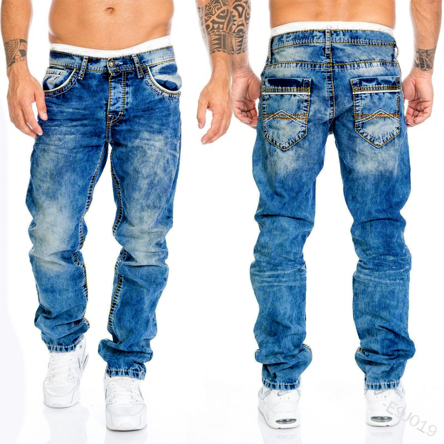 blugi de modă noi Pantaloni casual blugi drepti hip hop bărbați