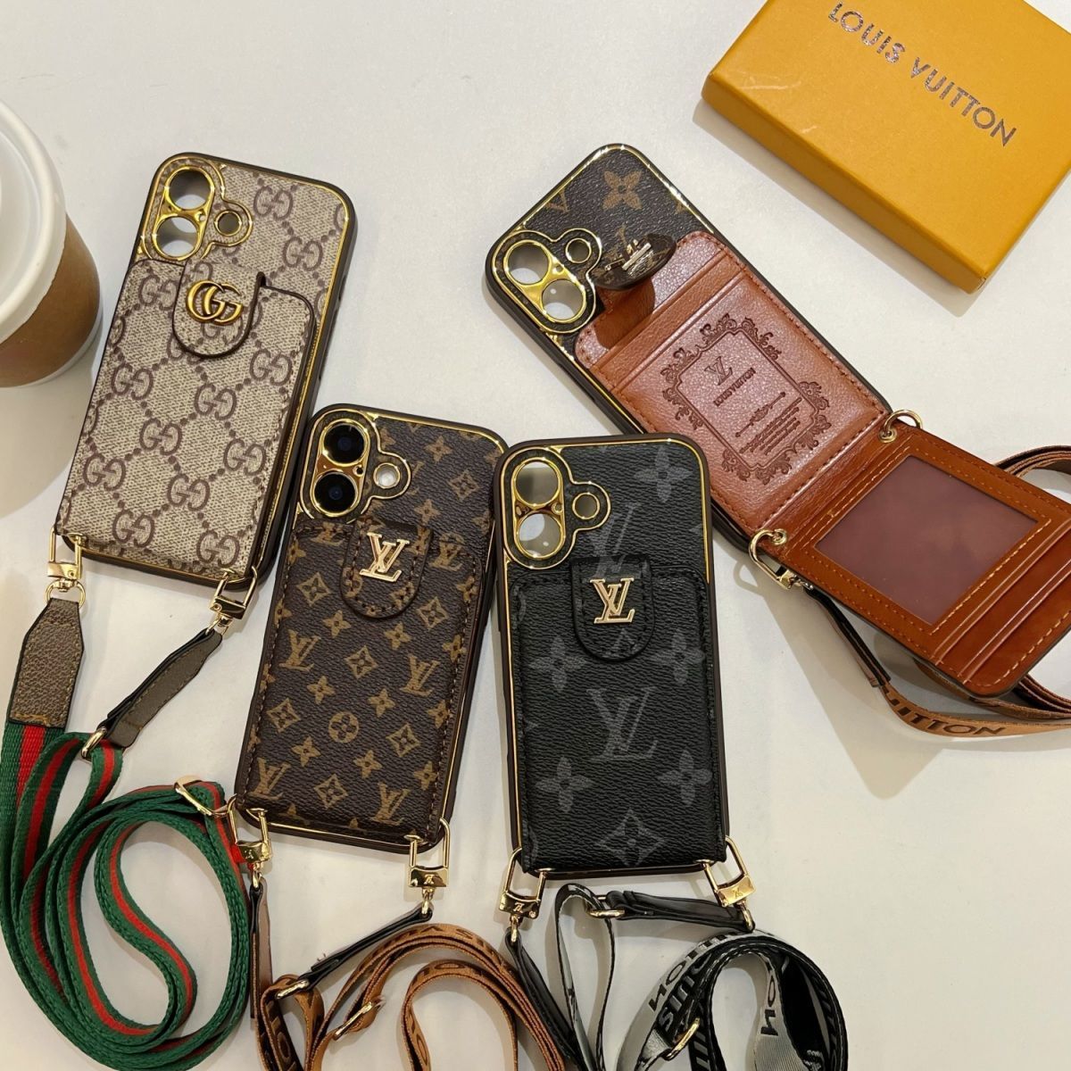 Etui na telefon komórkowy LV cross-body Apple 16 pro max iPhone 11/12/13/14 luksusowe 15Pro
