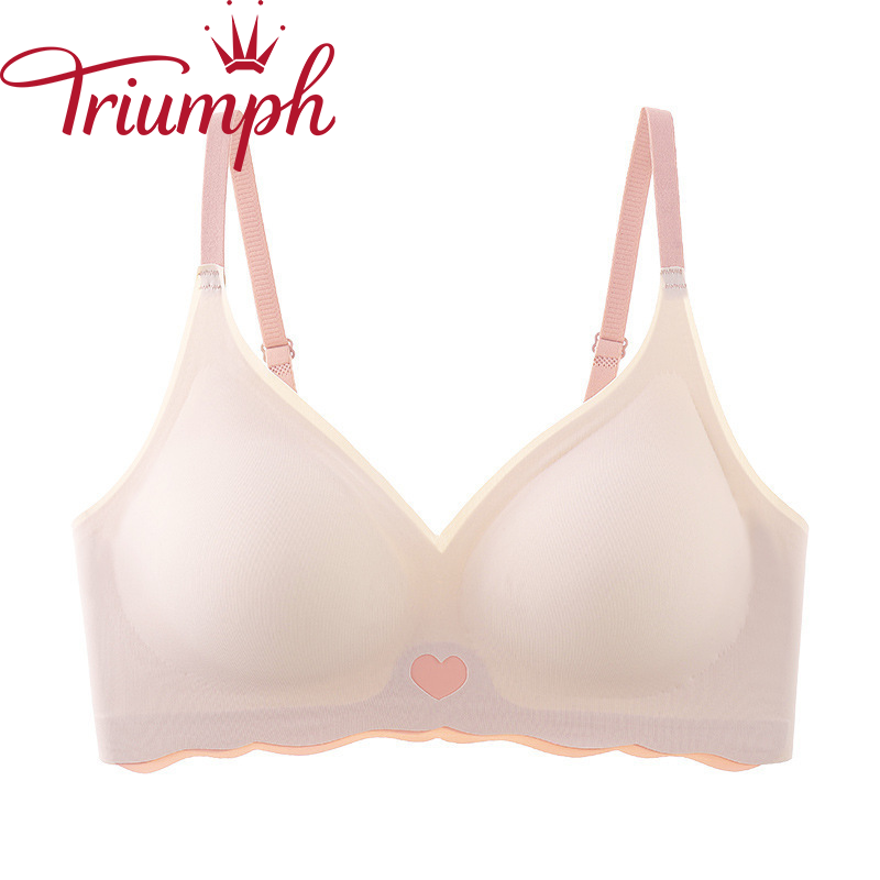 6 bucăți 🔥Sutien fără cusături Triumph - Mătase de gheață fără inele de oțel 【S-XL】 3 seturi (3 sutiene, 3 lenjerie intimă)