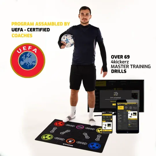 Covoraș de antrenament de fotbal cu 69 de exerciții dinamice (poate fi folosit cu programele de covoraș de antrenament profesional)