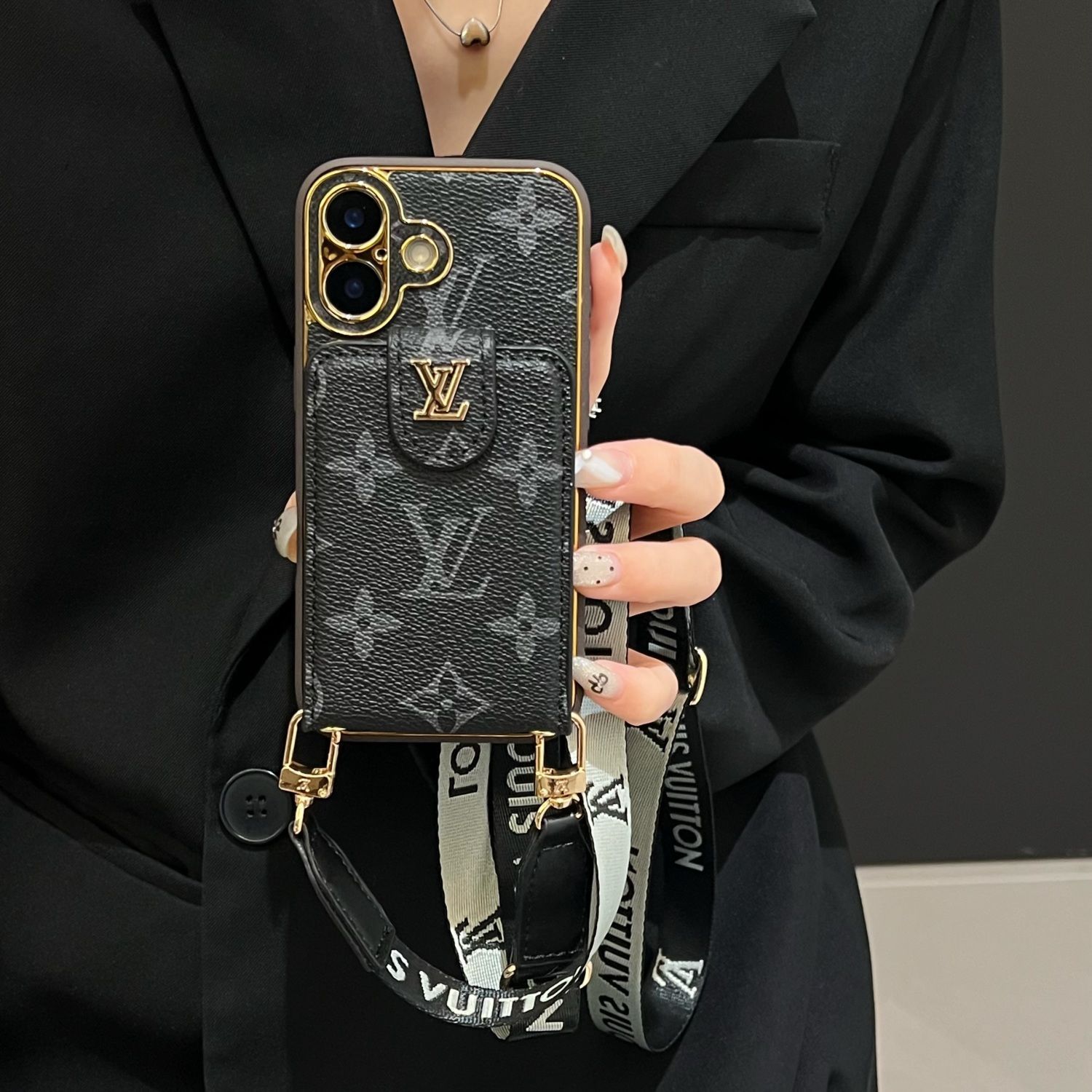 Etui na telefon komórkowy LV cross-body Apple 16 pro max iPhone 11/12/13/14 luksusowe 15Pro