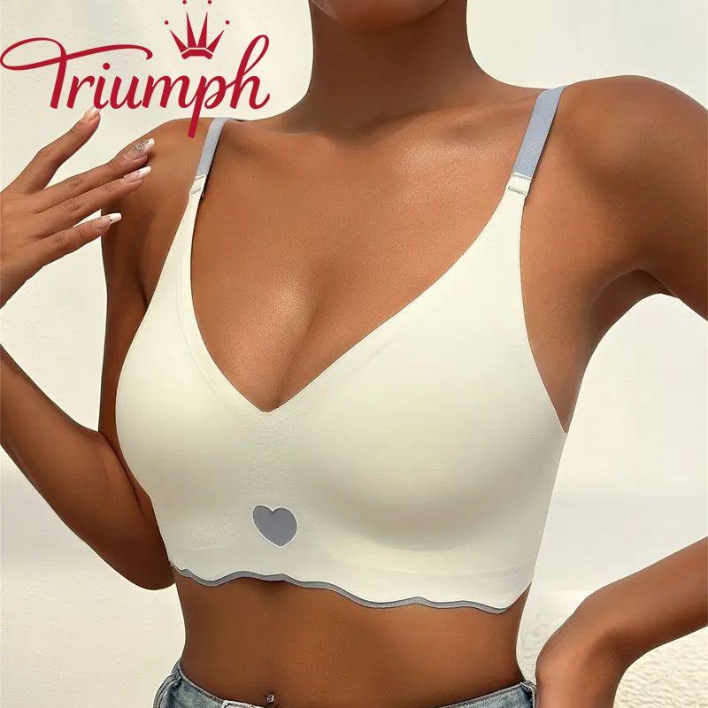 6 bucăți 🔥Sutien fără cusături Triumph - Mătase de gheață fără inele de oțel 【S-XL】 3 seturi (3 sutiene, 3 lenjerie intimă)