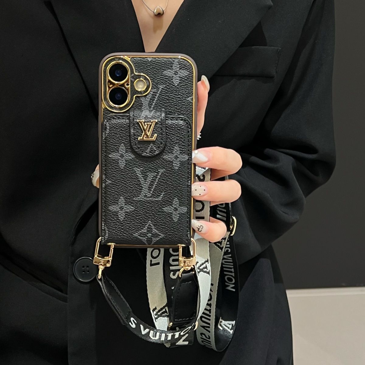Etui na telefon komórkowy LV cross-body Apple 16 pro max iPhone 11/12/13/14 luksusowe 15Pro