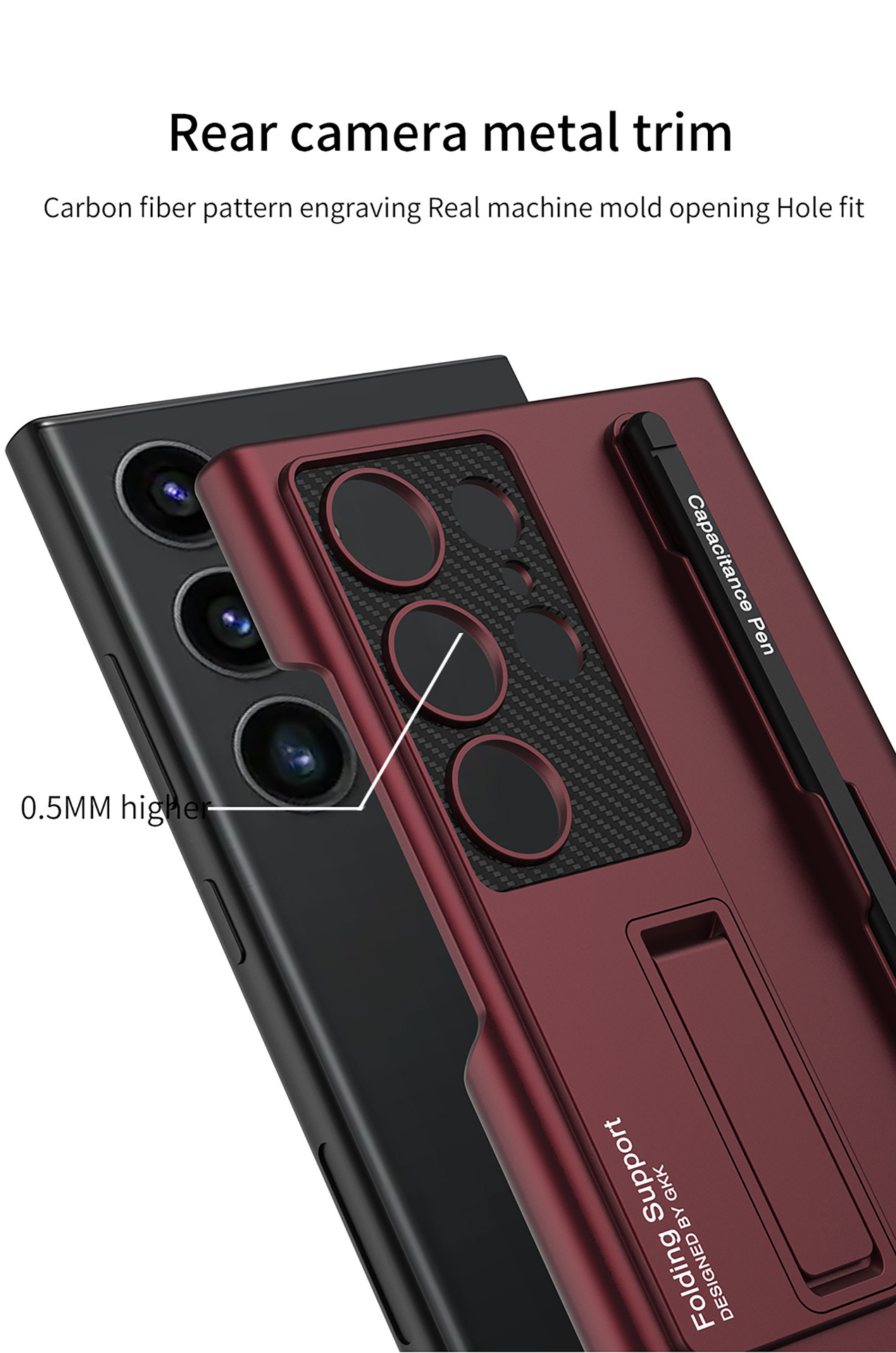 Mroźny niewidoczny uchwyt ochronny na telefon z etui na długopis i rysikiem do Samsung Galaxy S24 S23 Ultra Plus