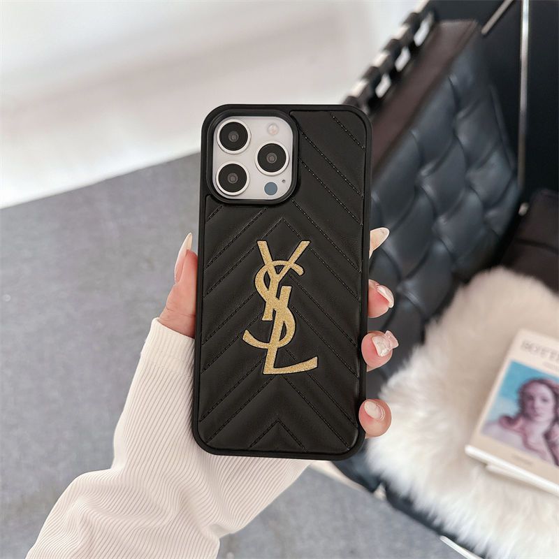 Luksusowa marka YSL brokatowa trójwymiarowa skórzana obudowa iPhone16 Apple 14proma damska 15/13/12 etui na telefon komórkowy