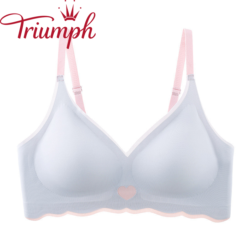 6 bucăți 🔥Sutien fără cusături Triumph - Mătase de gheață fără inele de oțel 【S-XL】 3 seturi (3 sutiene, 3 lenjerie intimă)