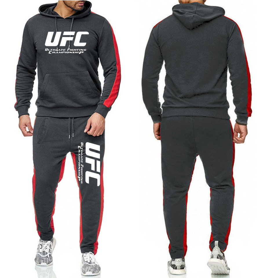 Ευρωπαϊκό και αμερικανικό casual hoodie MMA αθλητικό πουλόβερ UFC δύο τεμαχίων ανδρικό και γυναικείο φθινόπωρο και χειμώνα πουλόβερ φλις πουλόβερ παντελόνι ανδρικό κοστούμι