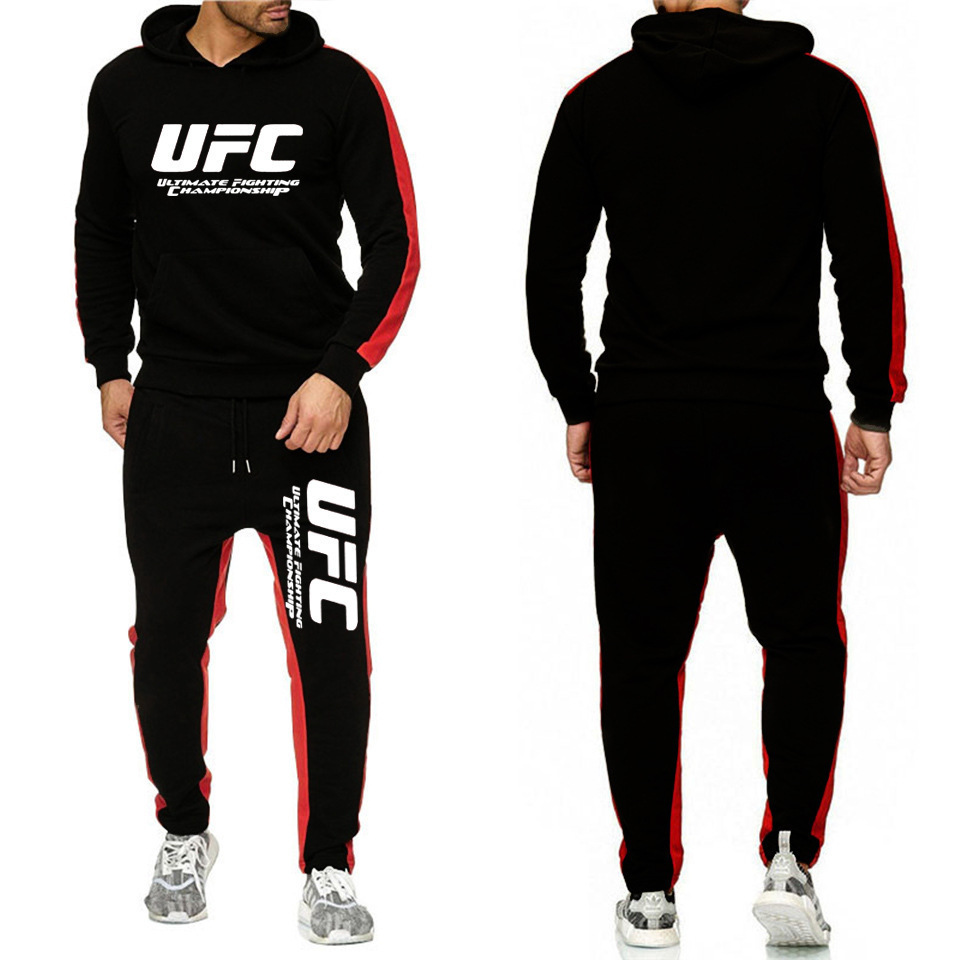 Ευρωπαϊκό και αμερικανικό casual hoodie MMA αθλητικό πουλόβερ UFC δύο τεμαχίων ανδρικό και γυναικείο φθινόπωρο και χειμώνα πουλόβερ φλις πουλόβερ παντελόνι ανδρικό κοστούμι