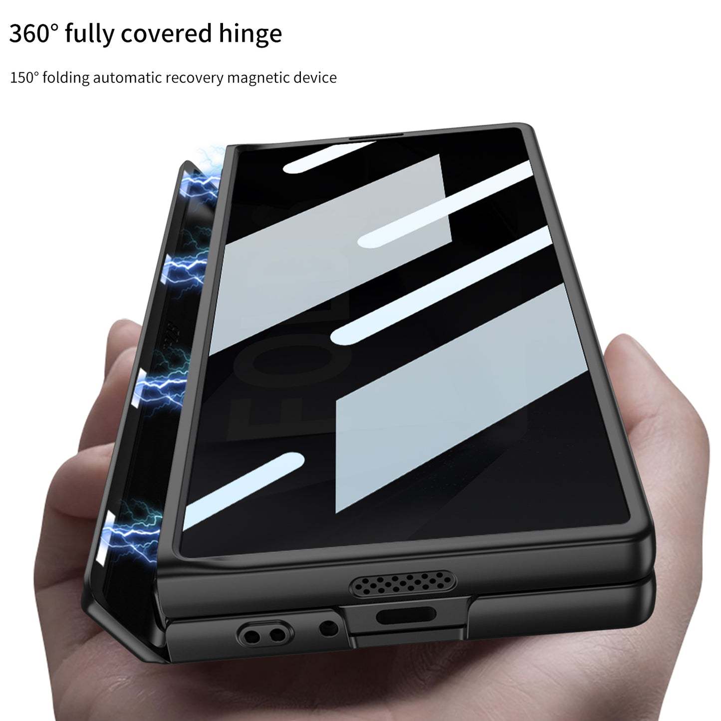 Magnetyczny zawias Ukryty uchwyt Etui w komplecie z tylną osłoną ekranu do Galaxy Z Fold 6/5/4/3