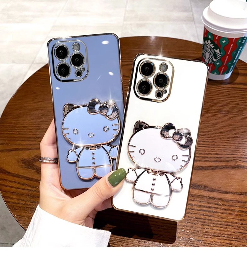 Κατάλληλο για θήκη κινητού iPhone15, θήκη γάτας με ηλεκτρολύτη, καθρέφτη μακιγιάζ, Apple 14Promax