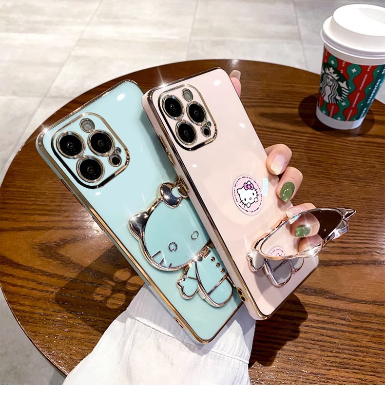 Κατάλληλο για θήκη κινητού iPhone15, θήκη γάτας με ηλεκτρολύτη, καθρέφτη μακιγιάζ, Apple 14Promax